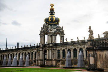 The crowned entrance Kronentor to the baroque Zwinger palace in Dresden, Saxony, Germany. November 2019