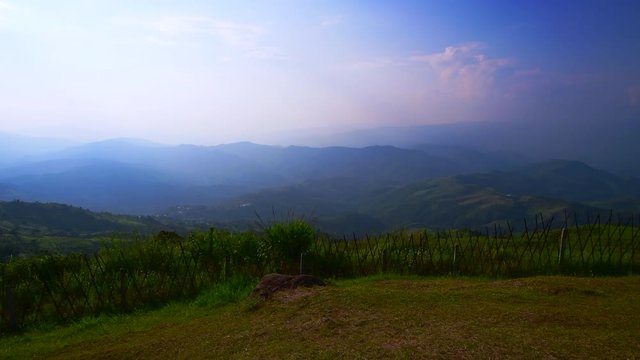 4K video of mountain view at Doi Chang Mub base, Chiang Rai province.