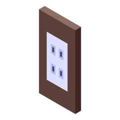 Wood frame power socket icon. Isometric of wood frame power socket vector icon for web design isolated on white background