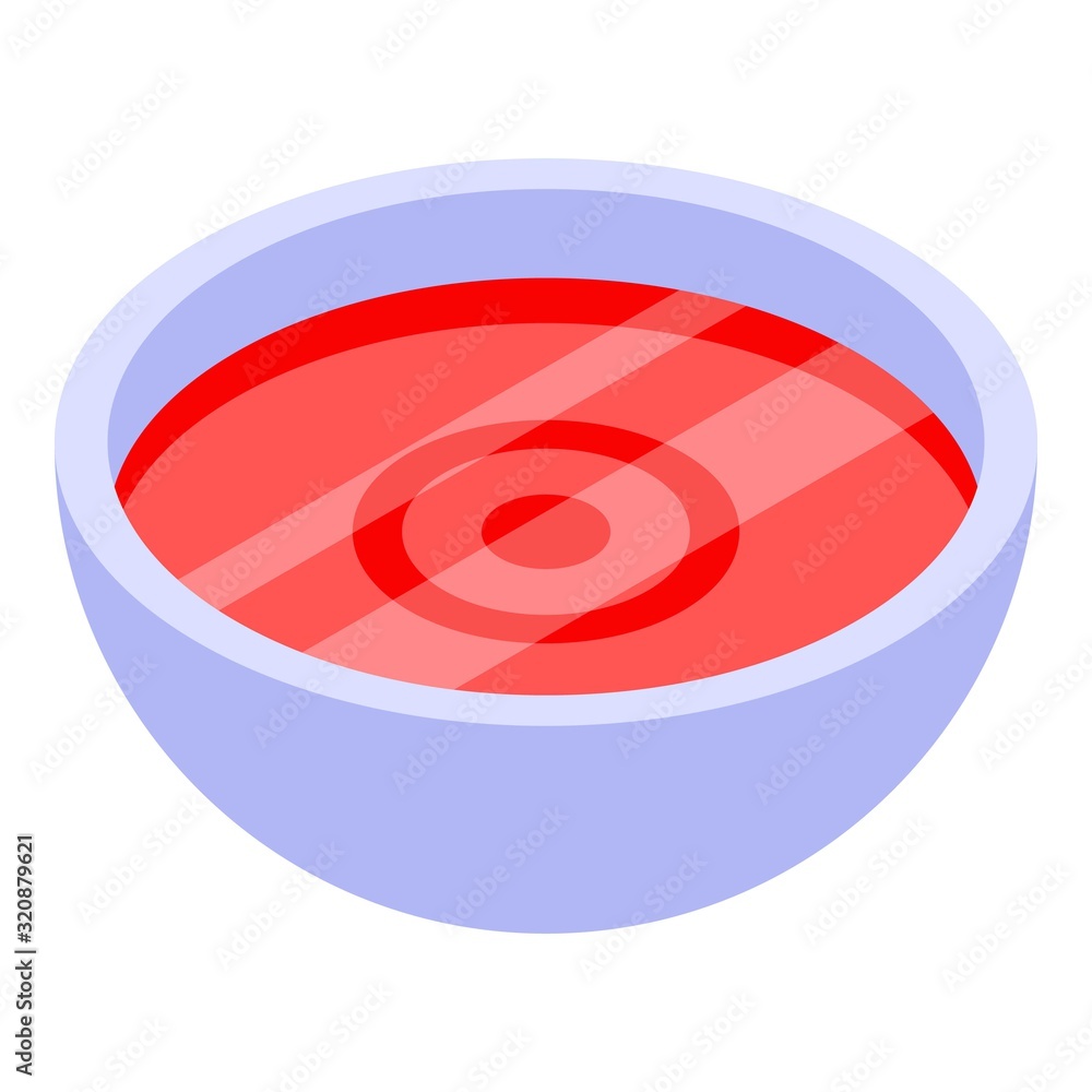 Poster red tomato soup icon. isometric of red tomato soup vector icon for web design isolated on white back