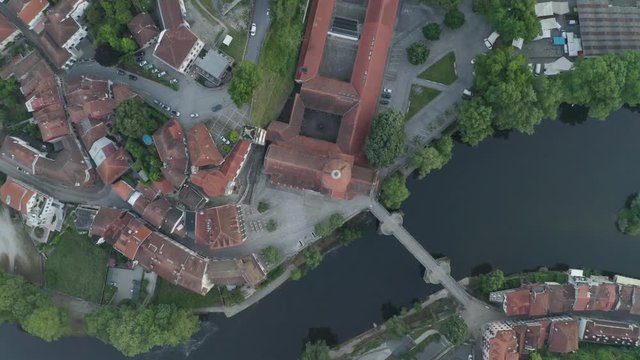 Amarante drone aerial view in Portugal at sunrise