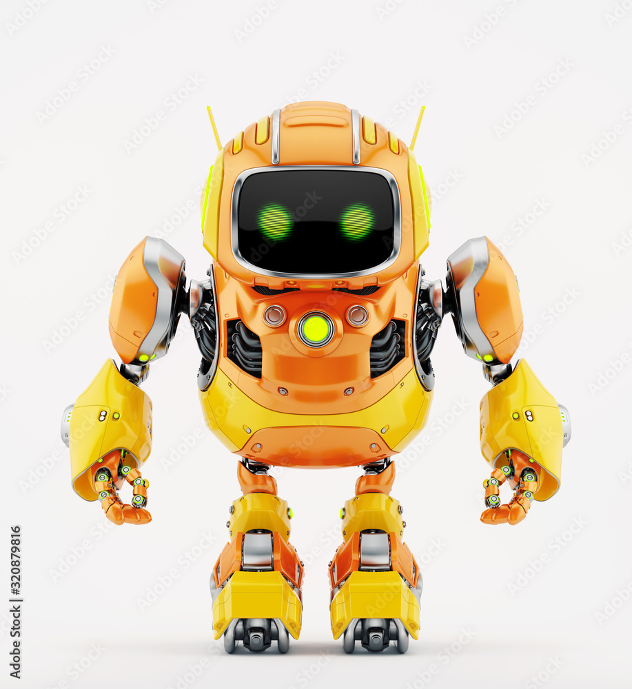Poster smart robotic controlled bot, 3d rendering