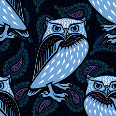 Owl illustration in tribal style. Ethnic patterned illustration. Vector.
