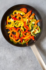 Sweet pepper on frying pan