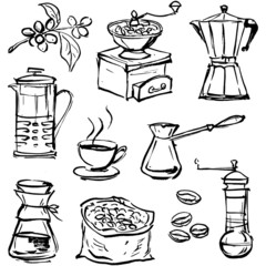 Set of coffee illustrations.