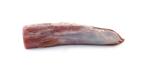 Fresh raw beef meat slices isolated over white background