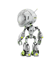 Robotic creature with antennas, 3d illustration in back pose