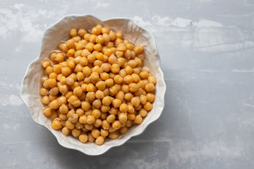 boiled chick-pea in beautiful white bowl