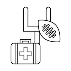 american football sport balloon with goal camp arch and medical kit