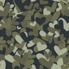 Fototapeta premium Seamless camouflage pattern made of hearts