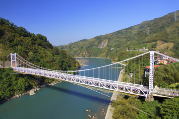Obraz na płótnie Canvas High angle shot of the bridge in Taoyuan District