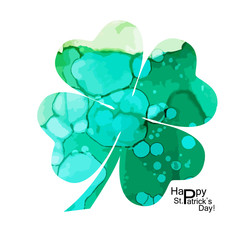 Watercolor clover. Happy St. Patrick's Day. mixed media. Vector illustration