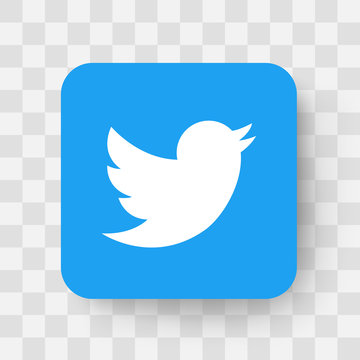 Realistic social media logotype. Twitter icon. Twitter logo with shadow. Social media icon. - stock vector editorial.