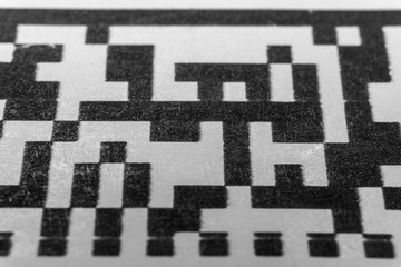 Close up of data matrix bar code label from warehouse inventory tracking system