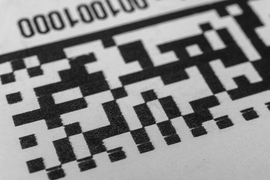 Close up of data matrix bar code label from warehouse inventory tracking system