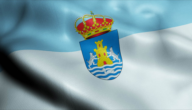 3D Waving Colombia City Flag of Lebrija Closeup View
