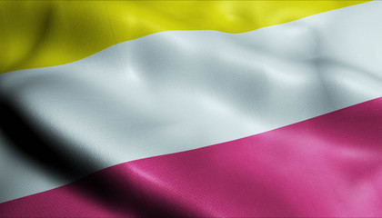 3D Waving Colombia City Flag of Cartago Closeup View