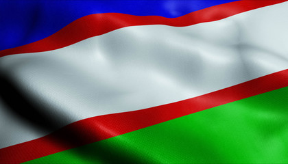 3D Waving Colombia City Flag of Cali Closeup View