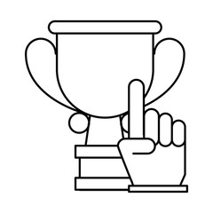 trophy cup award with number one glove