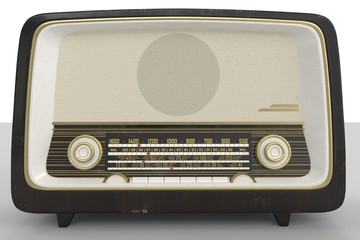 wooden vintage radio 3D Illustration render