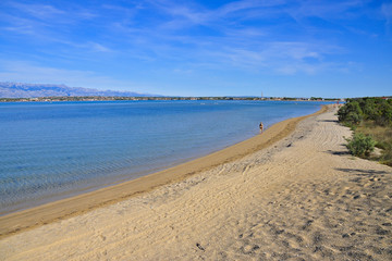 Kraljičina (Queen’s) Beach. The long natural sandy beaches of Nin. Croatia’s longest sandy...
