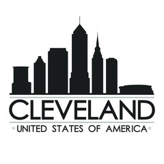 Cleveland Ohio Skyline Silhouette Design City Vector Art Travel Cut File. - obrazy, fototapety, plakaty
