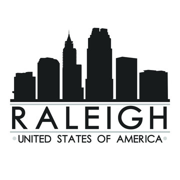 Raleigh North Carolina Skyline Silhouette Design City Vector Art Travel.