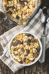 Healthy cereal breakfast. Mixed muesli.