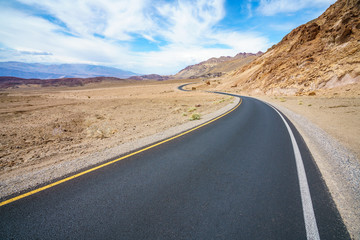 on the road on artists drive in death valley national park, california, usa