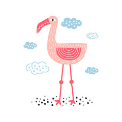Pink Flamingo vector isolate on white background