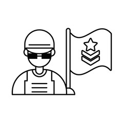 soldier military force with flag
