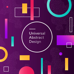 Futuristic abstract background design. Geometric vector with graphic elements. Dynamical forms. Rounded and angled shape. Multiple colors. Template for logo, flyer or presentation. Vector illustration