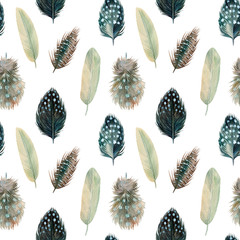 Aquarell nahtlose Muster, Federn, Ostern Hintergrund, digitales Papier