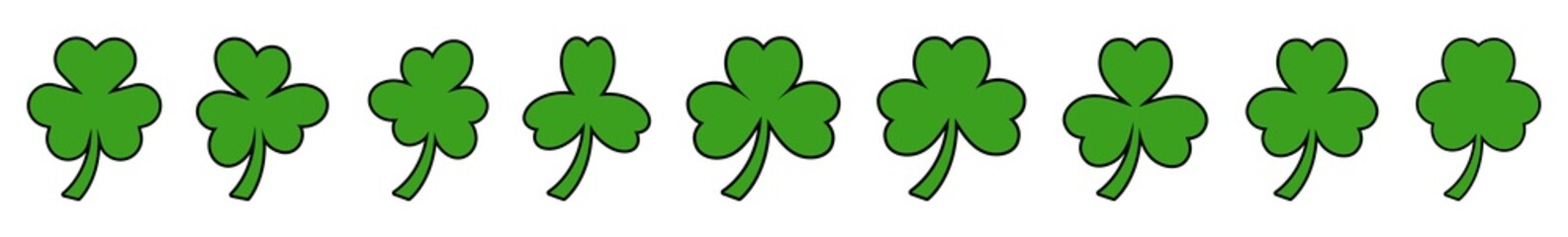 Shamrock Icon Green | Shamrocks | Trefoil | Clover Leaf | Irish Symbol | St Patrick's Day Logo | Luck Sign | Isolated | Variations