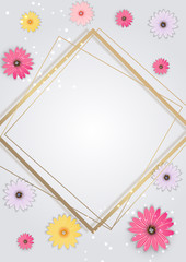 Abstract Flower Background Template with Empty Frame. Vector Illustration