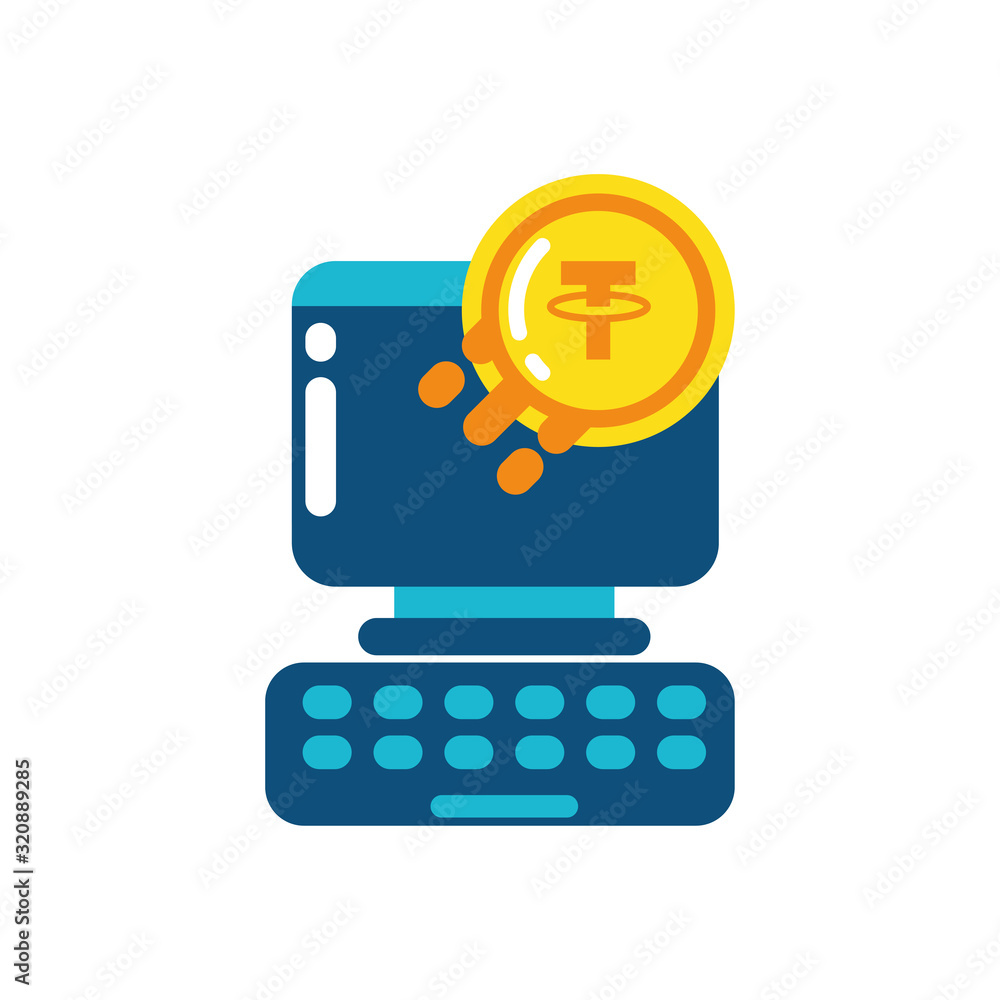 Poster isolated theter coin and computer vector design