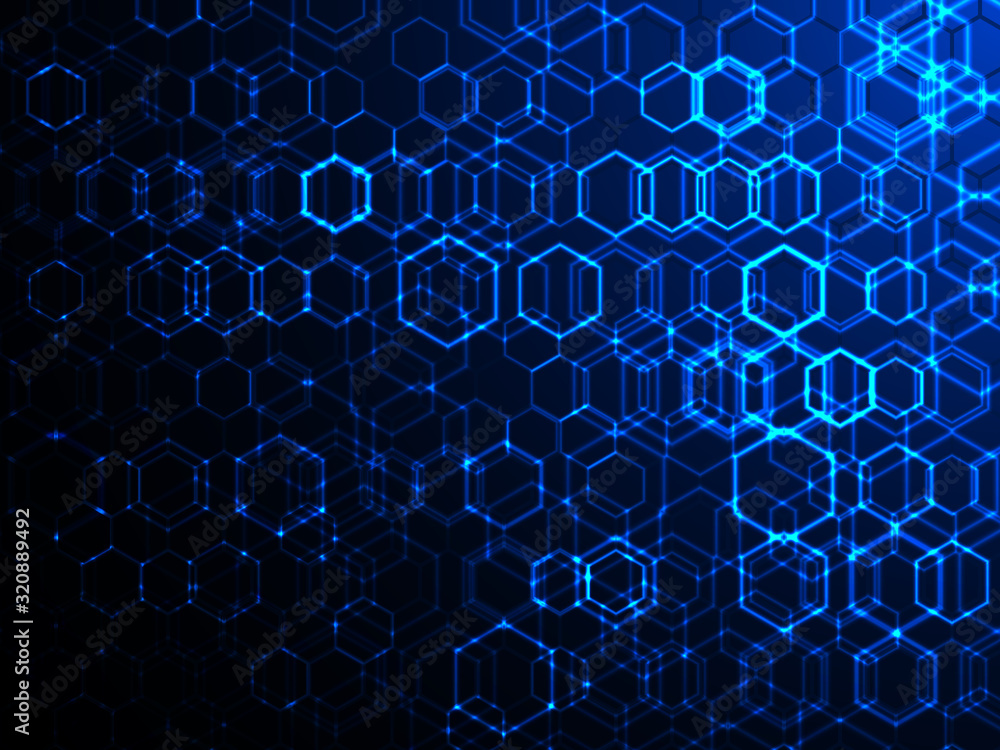 Poster technology concept background with hexagons. abstract vector illustration.