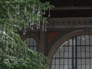 ZURICH, SWITZERLAND - NOVEMBER 30, 2019: Traditional Christmas tree in railway station Zurich