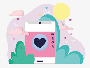 smartphone love romantic button social media