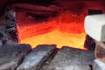 Molten metal in the furnace