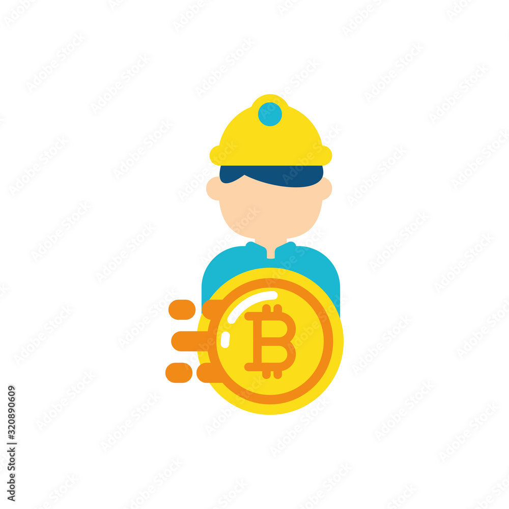 Poster isolated bitcoin and constructer vector design