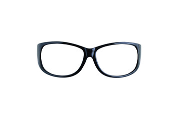 Fototapeta premium Black frame glasses on a white background. White isolate.