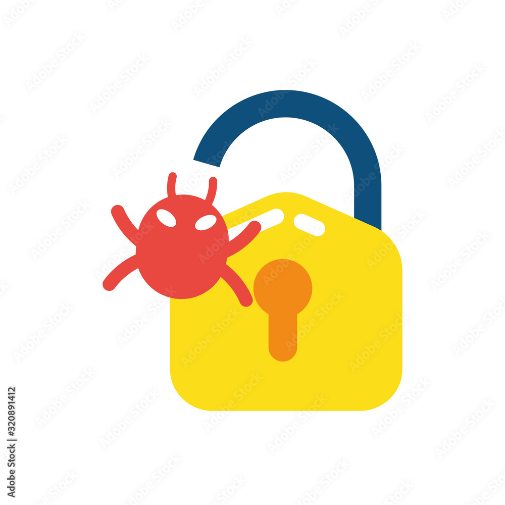 Poster isolated padlock and bug vector design
