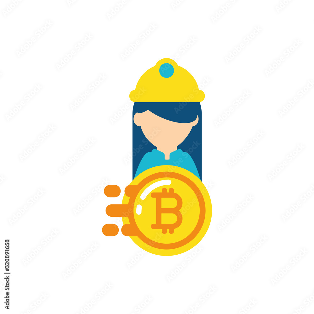 Poster isolated bitcoin and constructer vector design