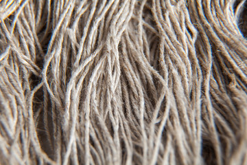 Macro shot of flax threads. Natural texture or fiber pattern.