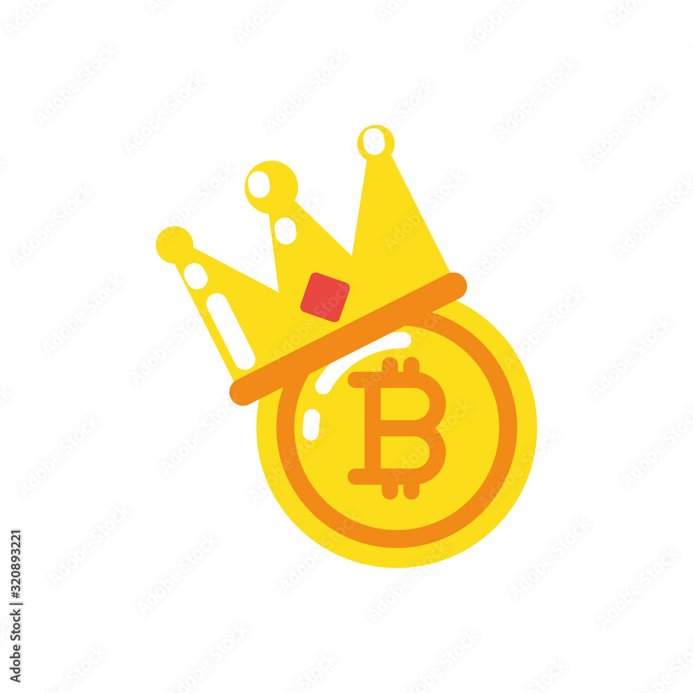 Poster isolated bitcoin with crown vector design