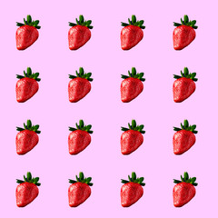 Seamless pattern made with  strawberrys on the pink background.
