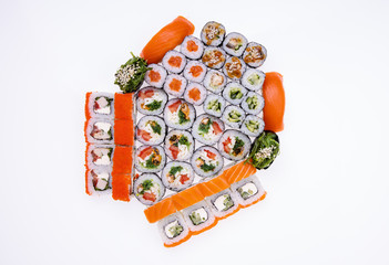  set of rolls for the restaurant menu on a light background