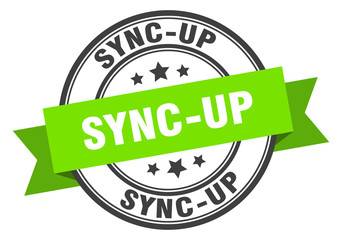 sync-up label. sync-upround band sign. sync-up stamp