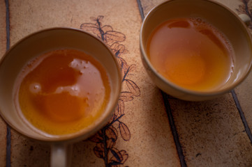 two bowls of French cider